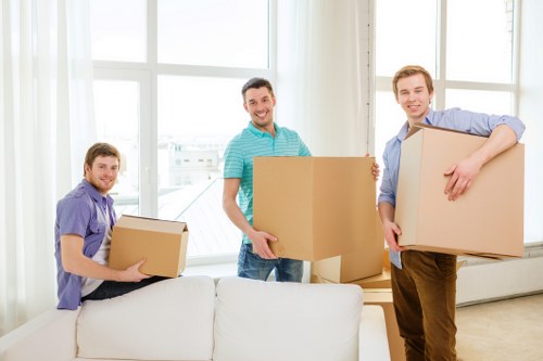 Packed moving boxes ready for local removals in Chelsea